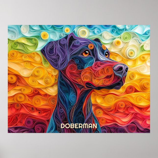 Doberman Quilling Art Dog Portrait Poster (Vorne)