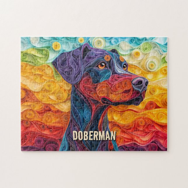 Doberman Quilling Art Dog Portrait Puzzle (Horizontal)