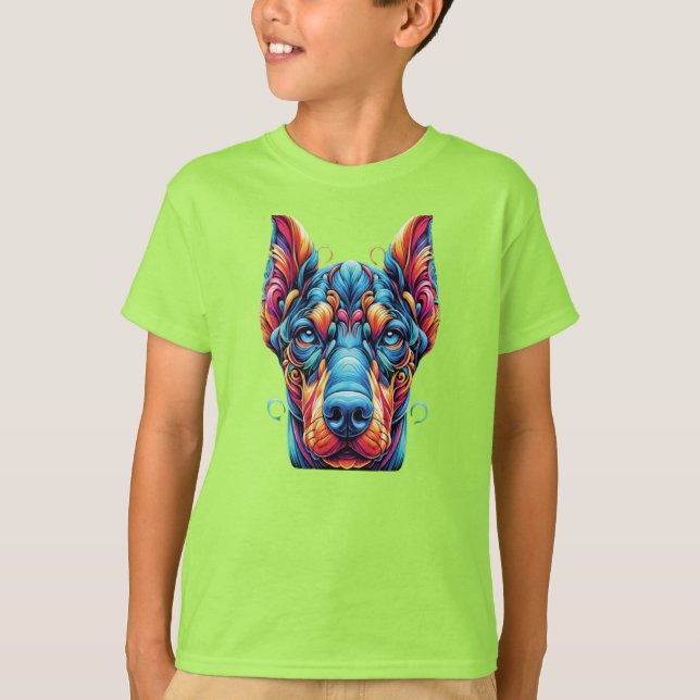 Doberman Rainbow Colorful T-Shirt (Vorderseite)