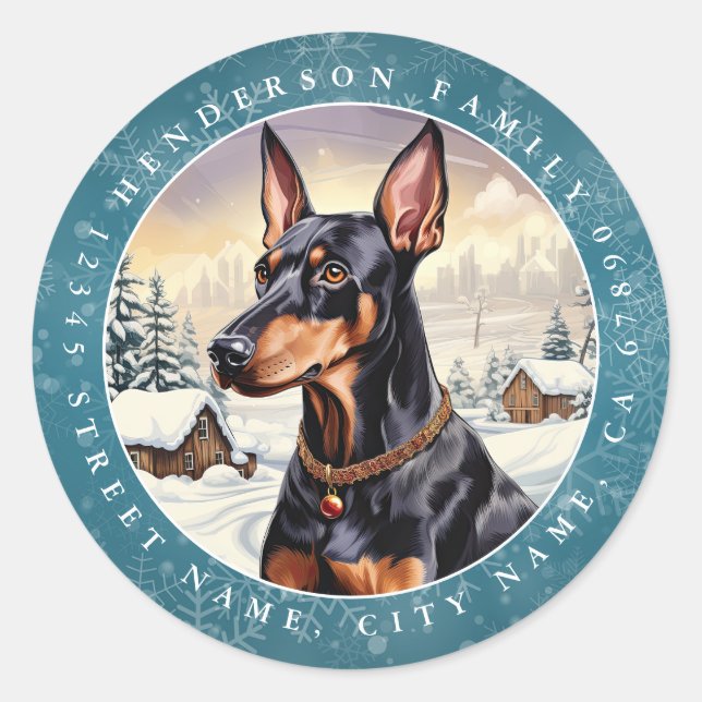 Doberman Round Stickers (Vorderseite)