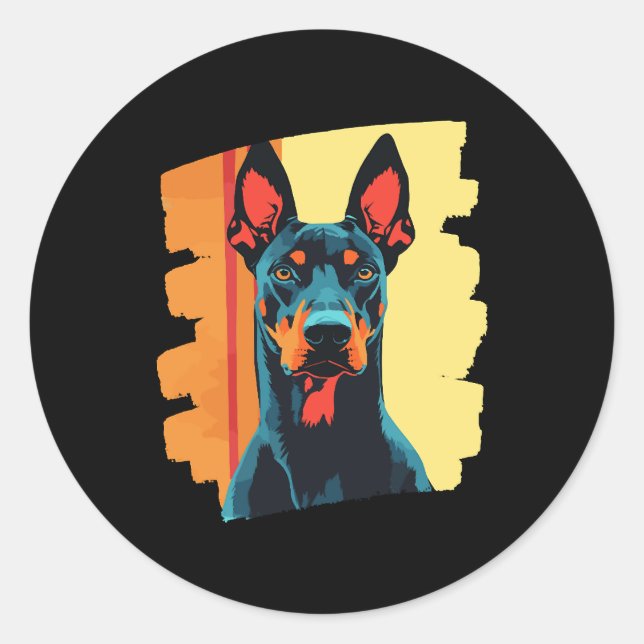 Doberman Runder Aufkleber (Vorderseite)
