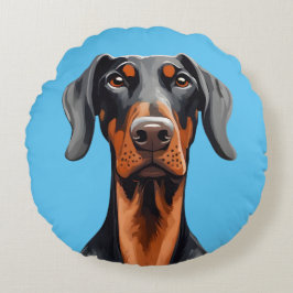 Doberman Rundes Kissen