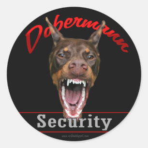 Doberman Security Runder Aufkleber