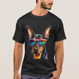 Doberman Sonnenbrille Hund Lustig Tier Kunst Druck T-Shirt