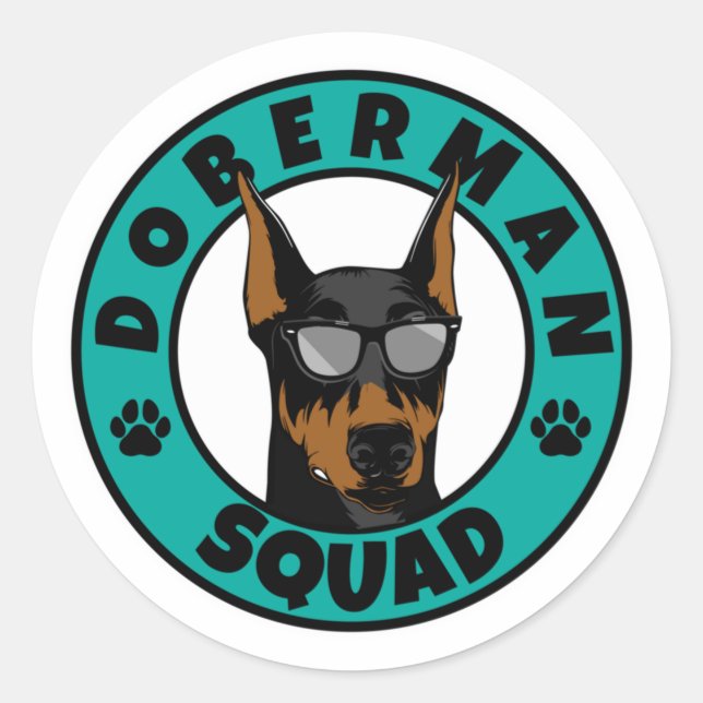Doberman Squad Runder Aufkleber (Vorderseite)