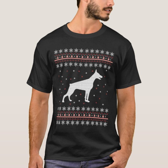 Doberman Ugly Christmas Sweater Ugly Christmas Swe T-Shirt (Vorderseite)