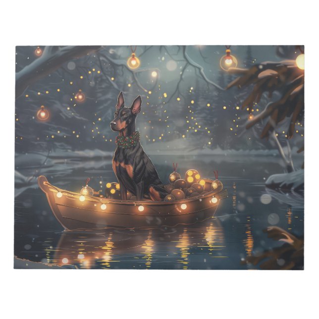 Doberman Weihnachts Feierliche Reise Notizblock (Vorderseite)