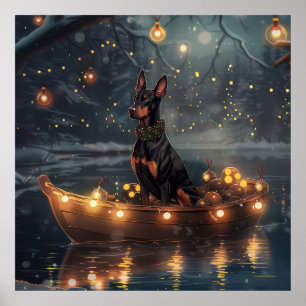 Doberman Weihnachts Feierliche Reise Poster