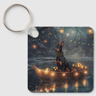 Doberman Weihnachts Feierliche Reise Schlüsselanhänger
