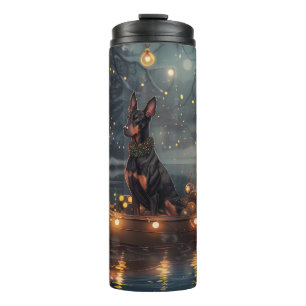 Doberman Weihnachts Feierliche Reise Thermosbecher