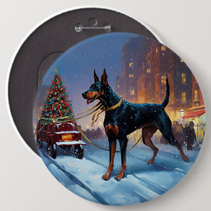 Doberman Weihnachts-Feiertage Button