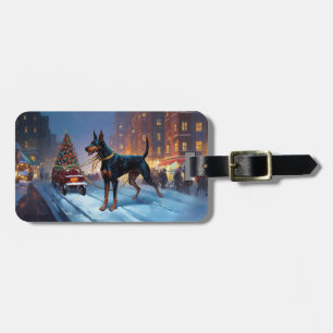 Doberman Weihnachts-Feiertage Gepäckanhänger