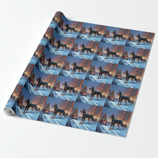 Doberman Weihnachts-Feiertage Geschenkpapier (Ungerollt)