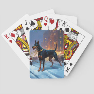 Doberman Weihnachts-Feiertage Spielkarten