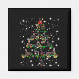 Doberman Weihnachtsbaum bedeckt durch Blitzlicht Magnet