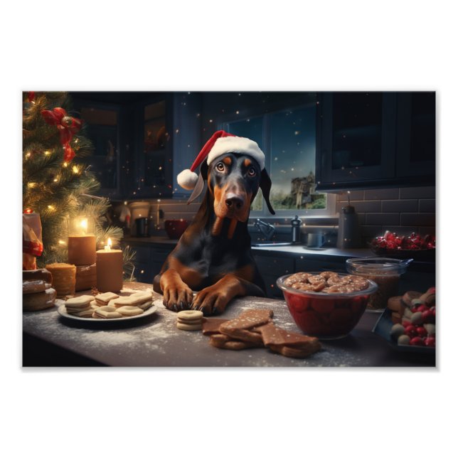 Doberman Weihnachtskekse Feiertag Fotodruck (Vorne)