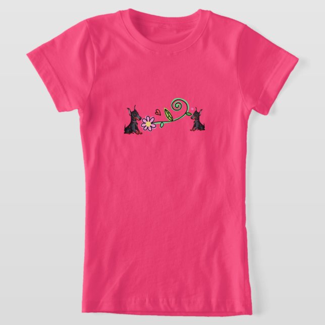 Doberman Welpen und Blume T - Shirt (Ablage )