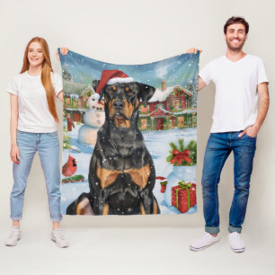 Doberman Winter Wonderland Christmas Joy Fleecedecke