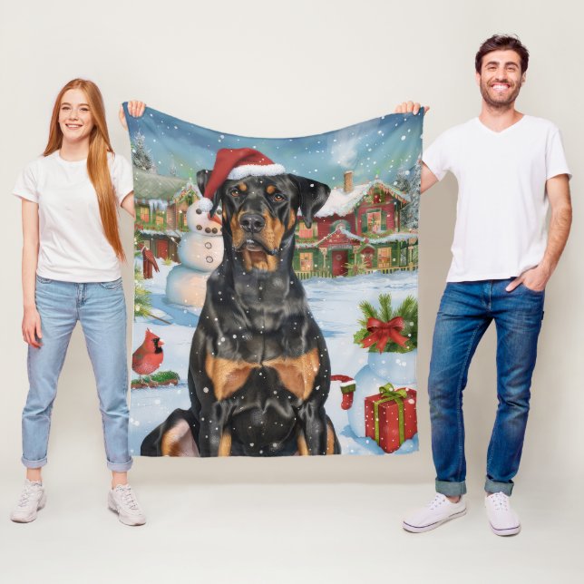 Doberman Winter Wonderland Christmas Joy Fleecedecke (Beispiel)