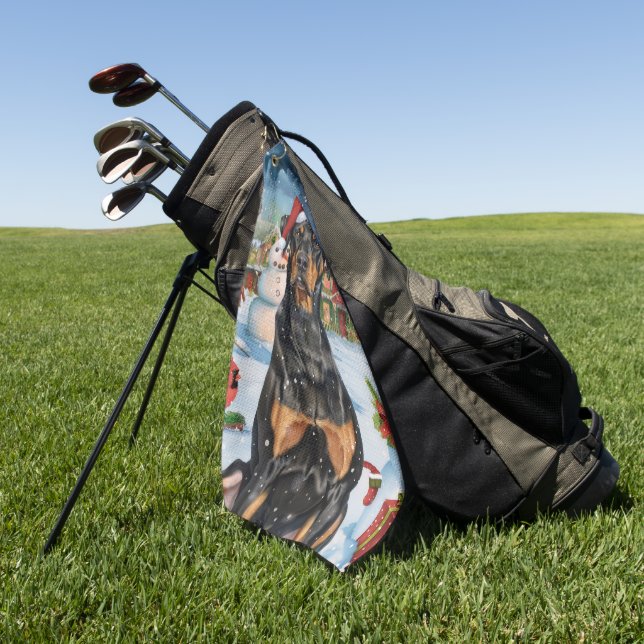 Doberman Winter Wonderland Christmas Joy Golfhandtuch (Gras)