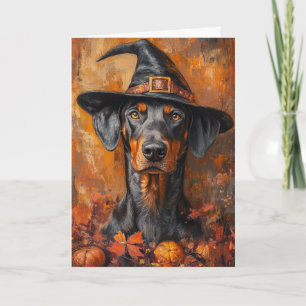Doberman Witch Halloween Feiertagskarte