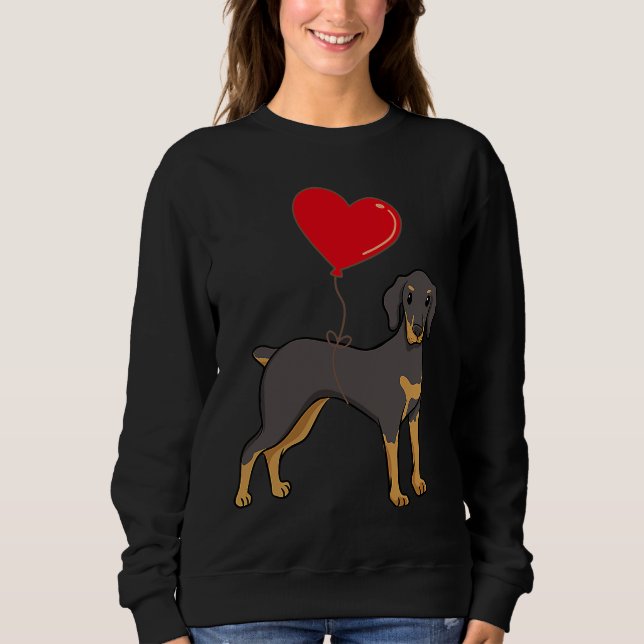 Doberman With Heart Balloon Valentines Day Love Bo Sweatshirt (Vorderseite)