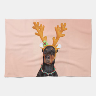 Doberman with Horns of a Deer Geschirrtuch