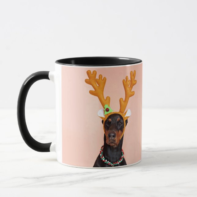 Doberman with Horns of a Deer Tasse (Links)
