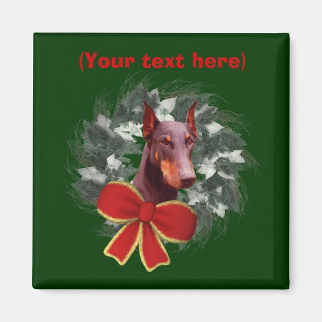 Doberman Wreath Christmas Holiday Magnet (Vorne)