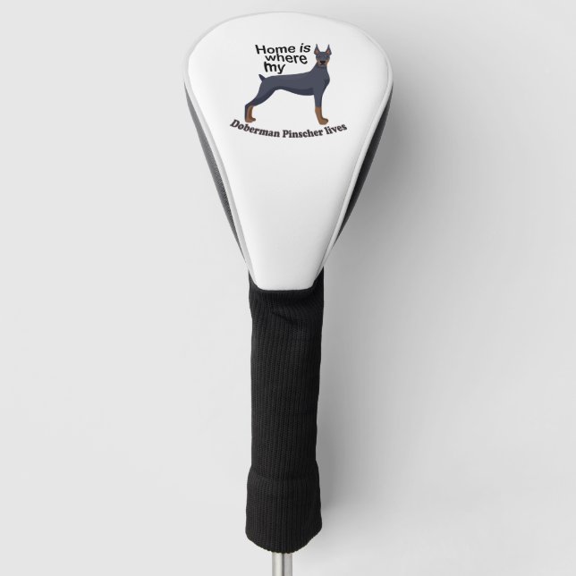 Doberman Zuhause Golf Headcover (Vorderseite)
