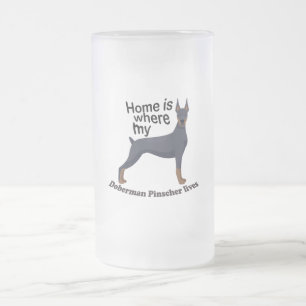 Doberman Zuhause Mattglas Bierglas