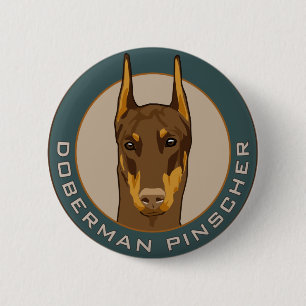 Dobermann-Abzeichen, rot Button