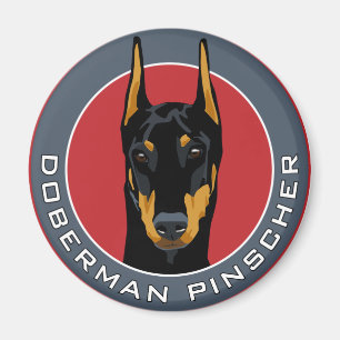 Dobermann-Abzeichen, schwarz mit Rot Magnet