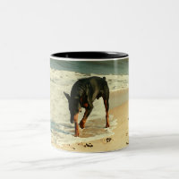 Dobermann am Strand-Malerei-Bild