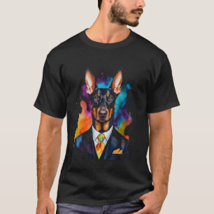 Dobermann-Anzug-Hund Bunt Lustig Tierkunst Druck T-Shirt
