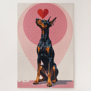 Dobermann balanciert perfektes Herz Vektor Valenti Puzzle