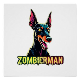Dobermann Dobie Doby Dobermann Zombie Hund Hallowe Poster