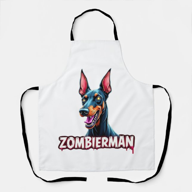 Dobermann Dobie Doby Dobermann Zombie Hund Hallowe Schürze (Vorderseite)