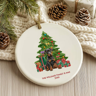 Dobermann Dog Personalisiert Weihnachten Keramik Ornament