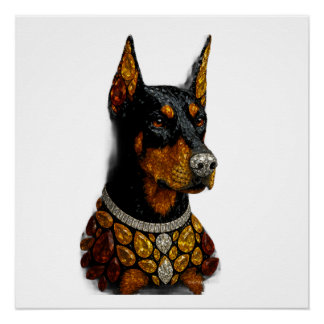 Dobermann-Edelstein-Mosaik-Luxus-Kunst Poster