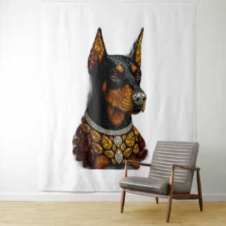 Dobermann-Edelstein-Mosaik Luxus-Kunst Wandteppich