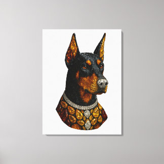 Dobermann-Edelstein-Mosaik Luxus Leinwanddruck
