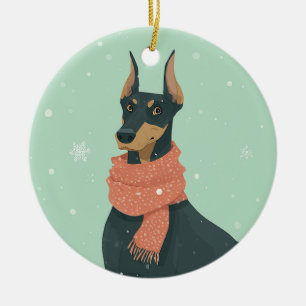 Dobermann-Feiertags-Andenken Keramik Ornament