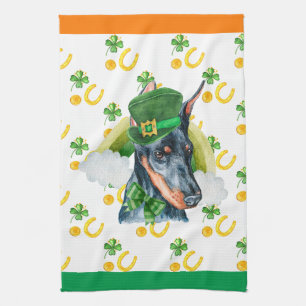 Dobermann Ferienhaus Dekoration St. Patrick's Day Geschirrtuch