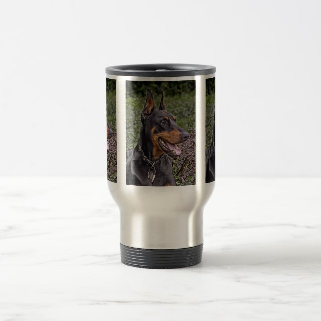 Dobermann-Freude! Reise-Tasse Reisebecher (Mittel)