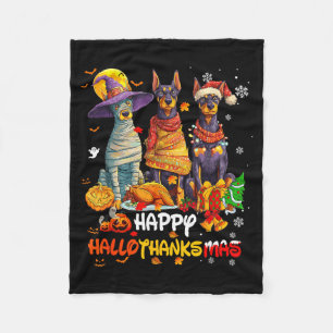 Dobermann Froher Hallothanksmas Hunde Liebhaber We Fleecedecke