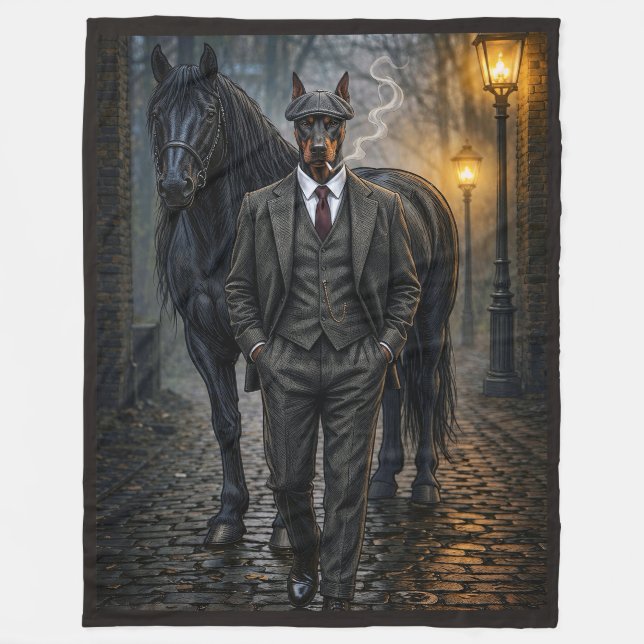 Dobermann Gangster Fleecedecke (Vorderseite)