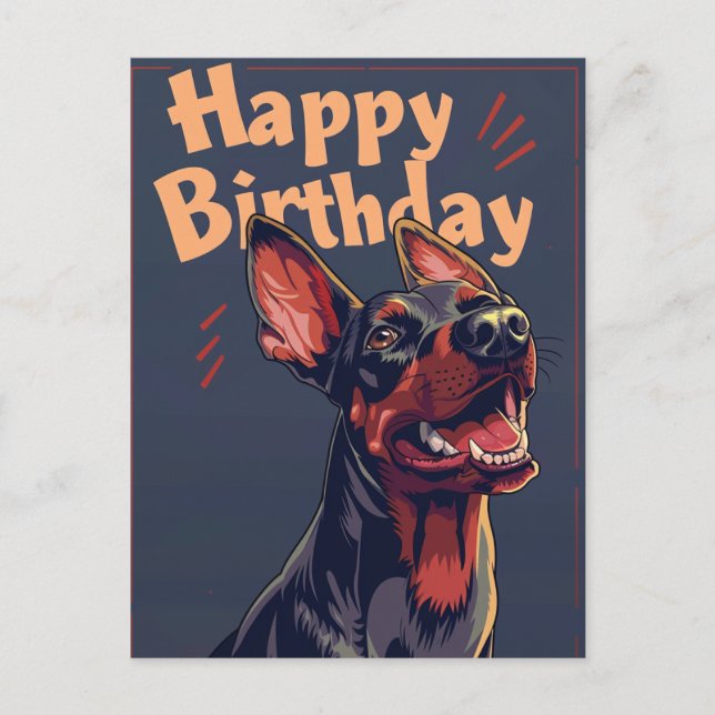 Dobermann Geburtstag Postkarte (Vorderseite)