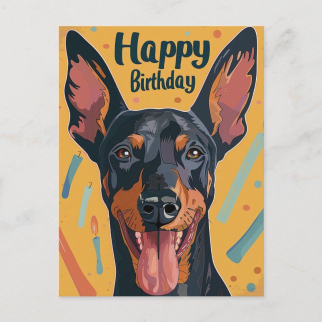 Dobermann Geburtstag  Postkarte (Vorderseite)