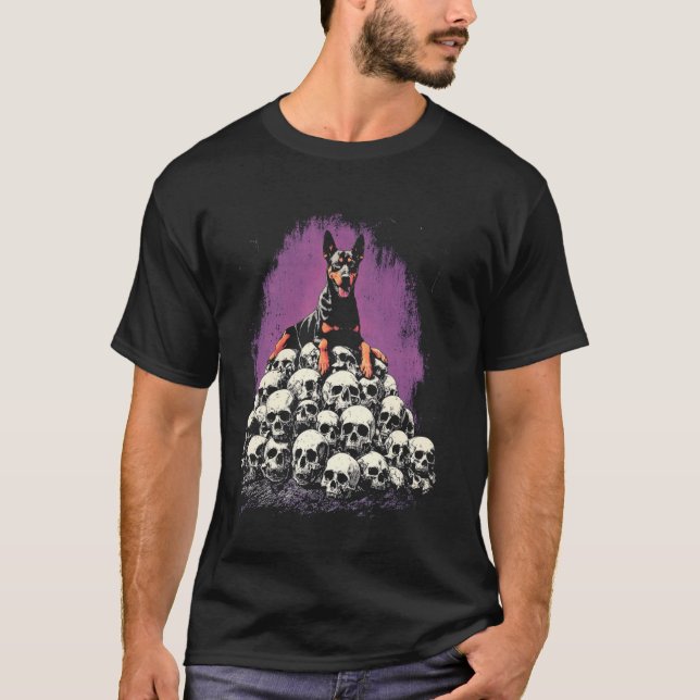 Dobermann Gothic Skelett T-Shirt (Vorderseite)